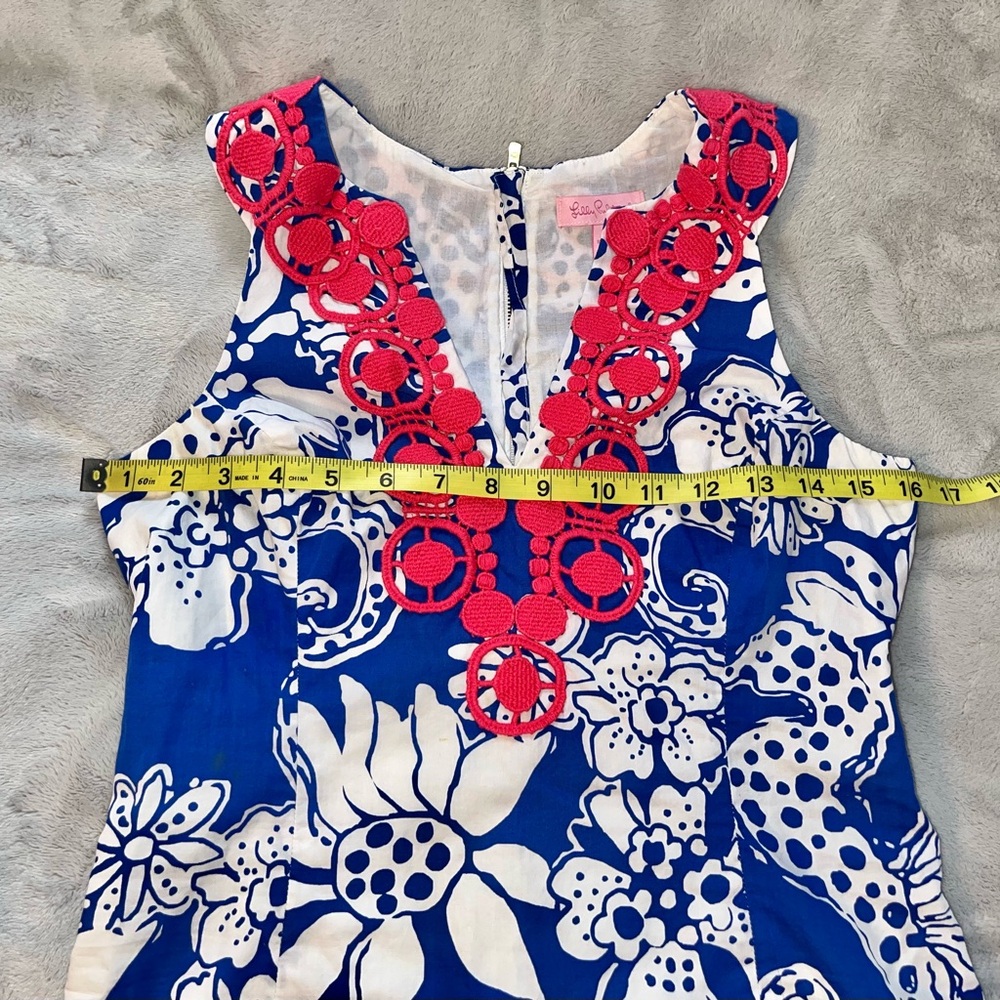 Lilly Pulitzer Augusta Shift Dress Blue & coral sz 2 - Picture 6 of 11